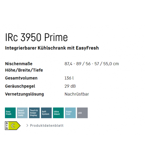 LIEBHERR利勃海尔IRc 3950 Prime嵌入式冰箱 